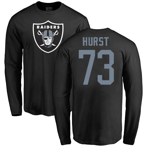 Men Oakland Raiders Olive Maurice Hurst Name and Number Logo NFL Football #73 Long Sleeve T Shirt